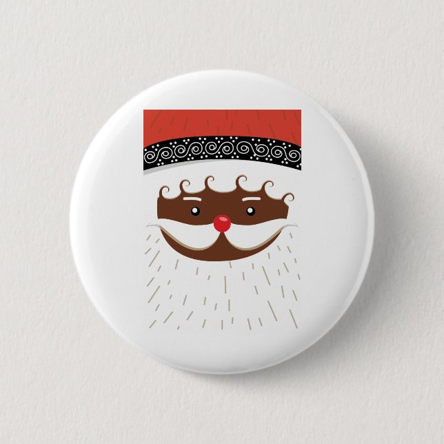 afro american santa 2 inch round button (Front)