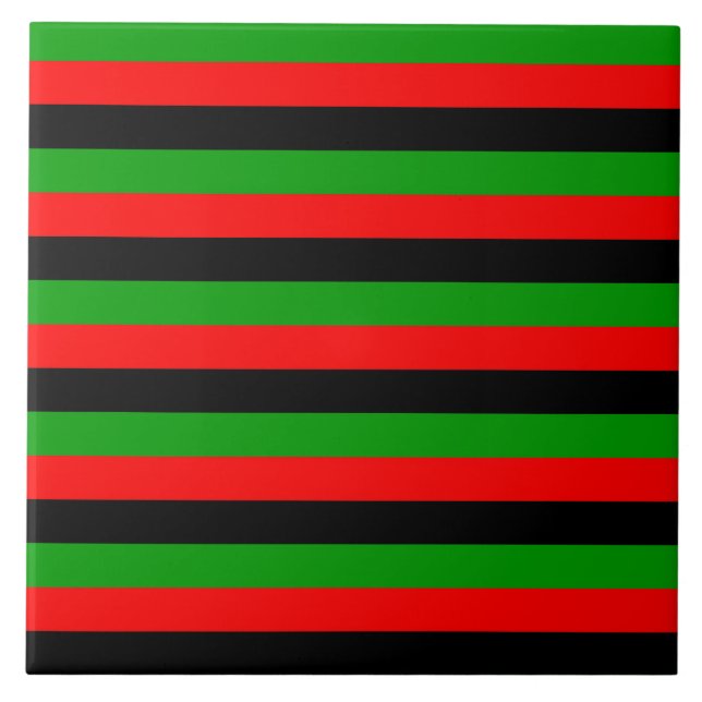 afro american USA Malawi flag stripes pattern blac Tile (Front)
