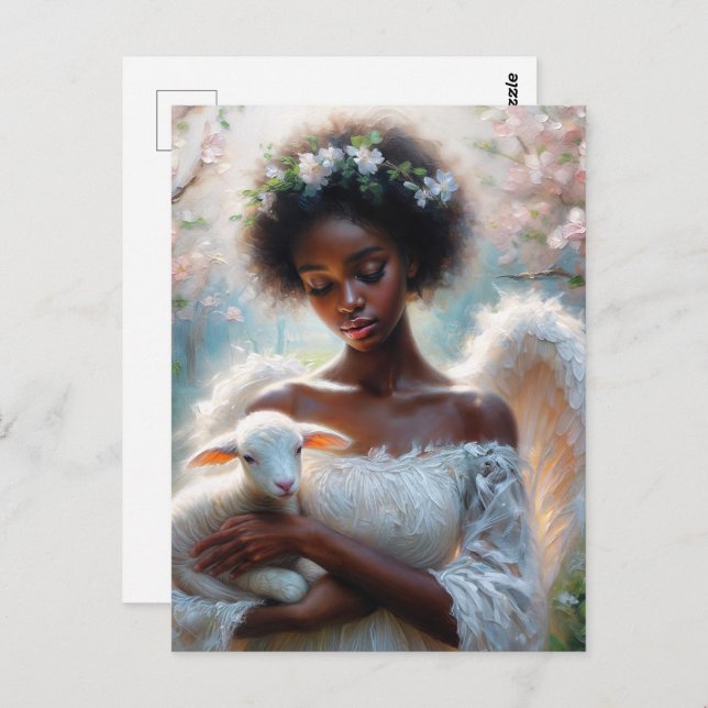Afro Angel with Lamb Postcard (Front/Back)