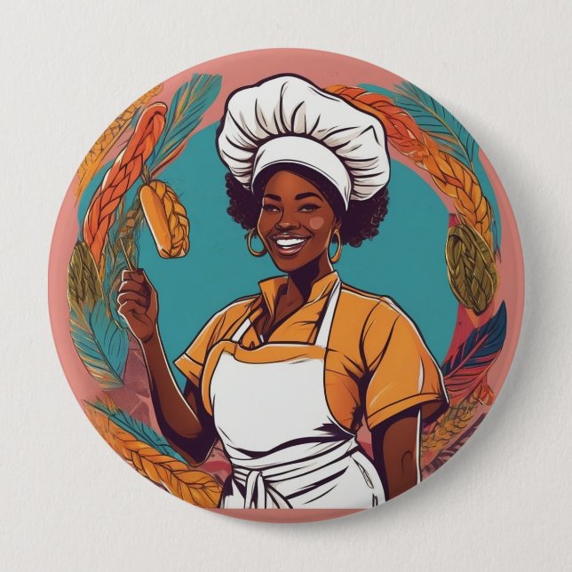 Afro badge 4 inch round button (Front)