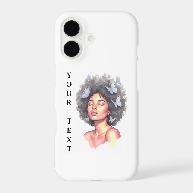 Afro Beauty with Butterflies – Watercolor Portrait (Back)
