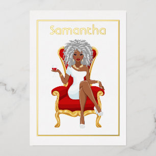 Afro Birthday Party Foil Invitation