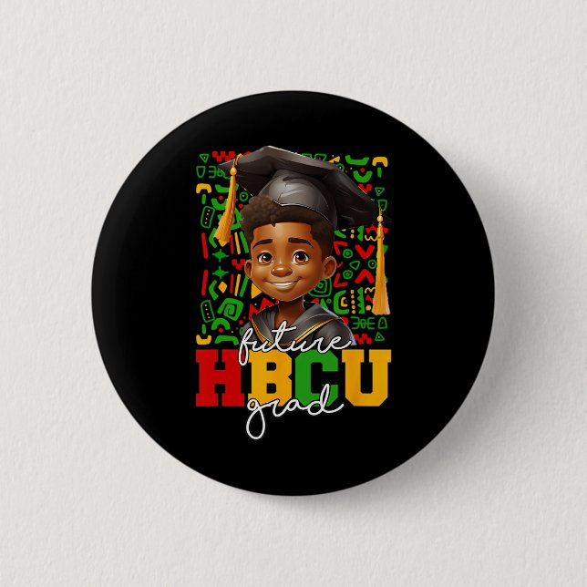 Afro Black Boy College Graduation Future Hbcu Grad 2 Inch Round Button (Front)