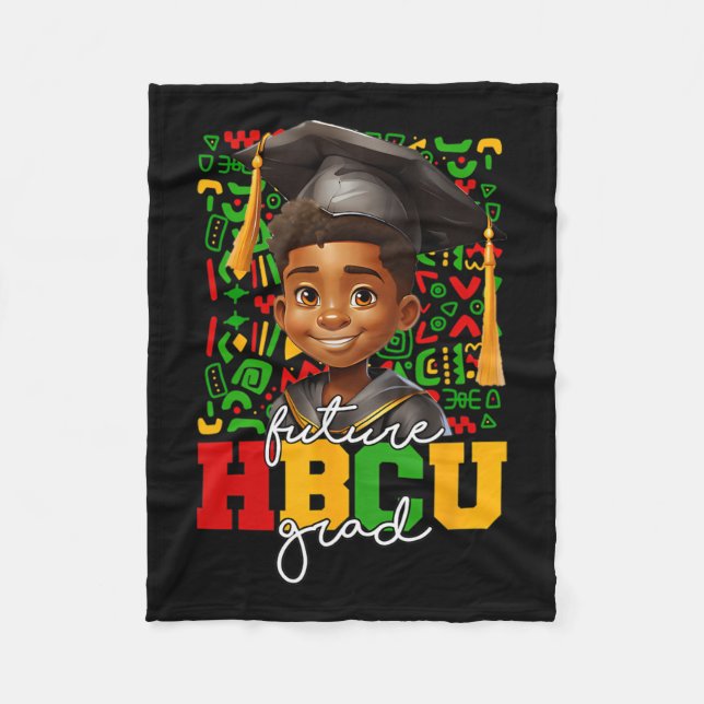 Afro Black Boy College Graduation Future Hbcu Grad Fleece Blanket (Front)