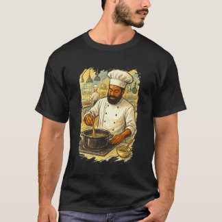 Afro Black Chef Life Cooking Lover Chef Peace Love T-Shirt