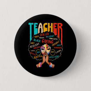 Afro Black History Month African American Teacher  2 Inch Round Button