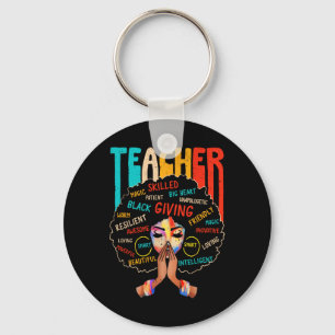 Afro Black History Month African American Teacher Keychain