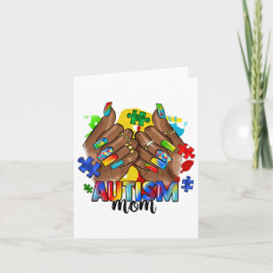 Afro Black Nail Autism Mom Autism Awareness Day 20 Card