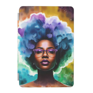 Afro Black Woman In Glasses Galaxy Art iPad Mini Cover