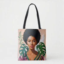 Afro Black Woman Monstera Deliciosa Botanical
