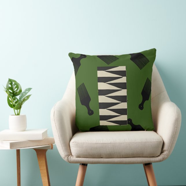 Afro blowout Green Throw Pillow (Chair)