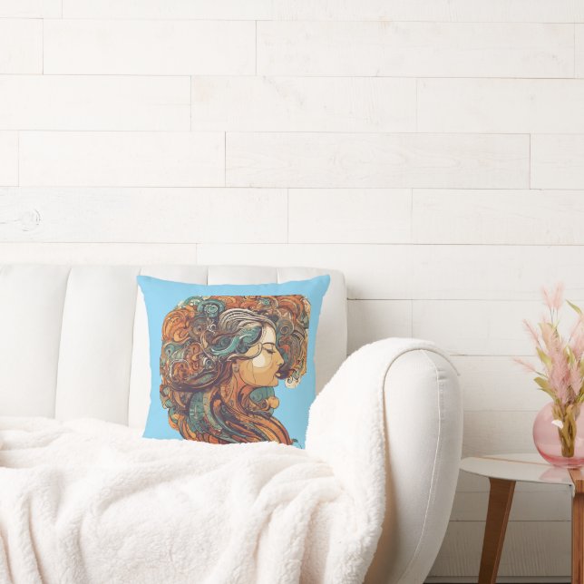 Afro Boho Queen – Colorful Artistic Throw Pillow (Couch)