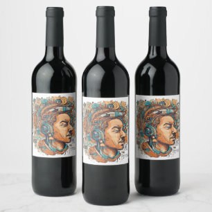 Afro Boho Queen – Colorful Artistic Wine Label