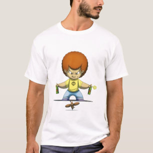 Afro Bug Hunter Cartoon Spray Design.  T-Shirt