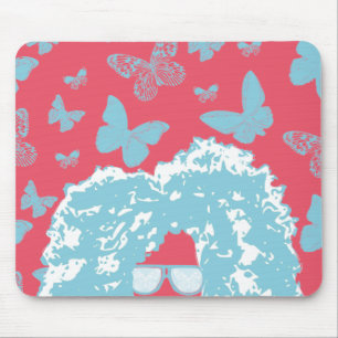 Afro, Butterflies and Sunglasses Mouse Pad