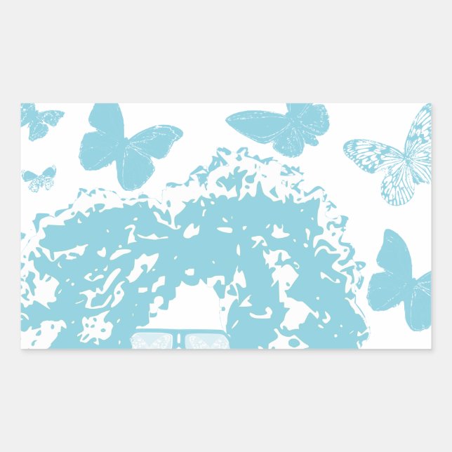Afro, Butterflies and Sunglasses Sticker (Front)