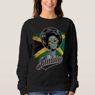 Afro Carribean Woman Jamaica Flag Island Vibe Sweatshirt