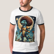 Afro Dinosaur dans l'armure spatiale Funny T-shirt
