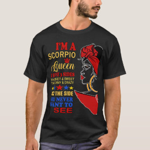 Afro Diva Black Queen Crown Zodiac Scorpio Birthda T-Shirt