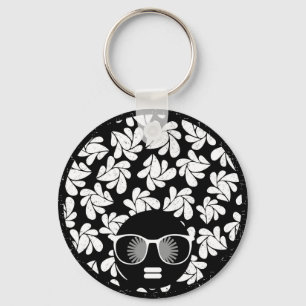 Afro Diva Black & White Keychain