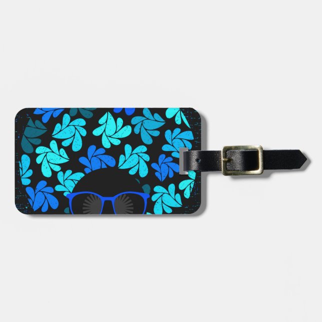 Afro Diva Blue  Luggage Tag (Front Horizontal)