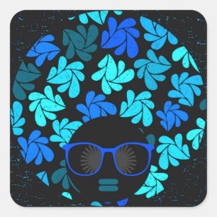 Afro Diva Blue  Square Sticker