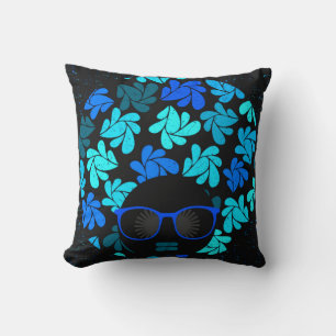 Afro Diva Blue Throw Pillow