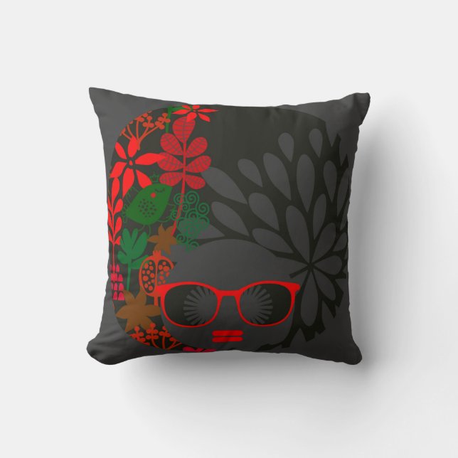 Afro Diva Coussin Rouge Vert Ardoise Noire (Recto)