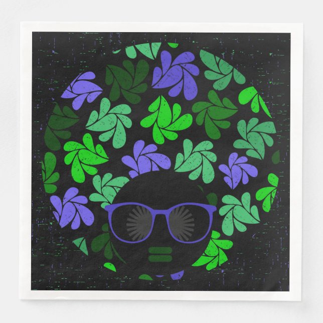 Afro Diva Green & Blue Napkins (Front)