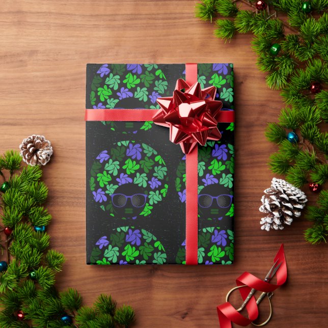 Afro Diva Green & Blue Wrapping Paper (Holiday Gift)