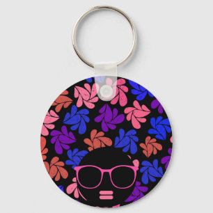 Afro Diva Pink Lavender Blue Keychain