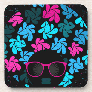 Afro Diva Turquoise & Hot Pink Coaster