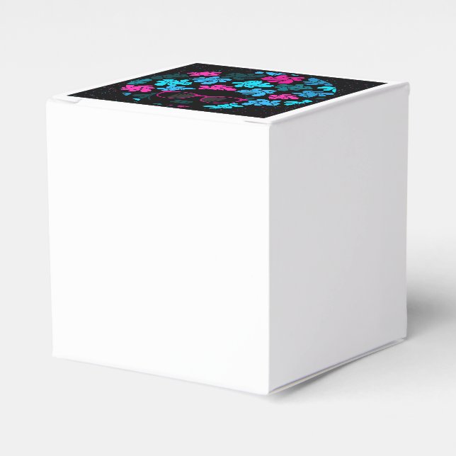 Afro Diva Turquoise & Hot Pink Favor Box (Front Side)