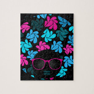 Afro Diva Turquoise & Hot Pink Jigsaw Puzzle