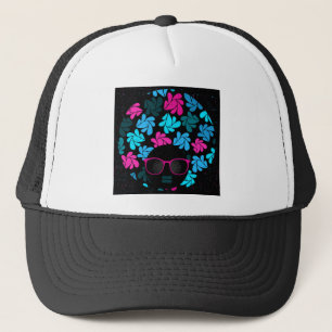 Afro Diva Turquoise & Hot Pink Trucker Hat
