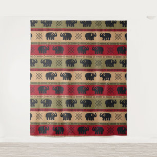 Afro Elephants Tapestry