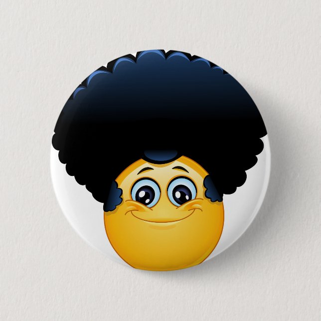 afro emoji 2 inch round button (Front)