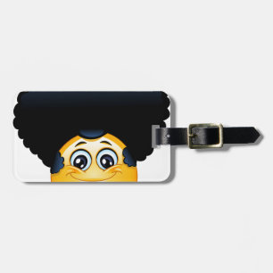 afro emoji luggage tag