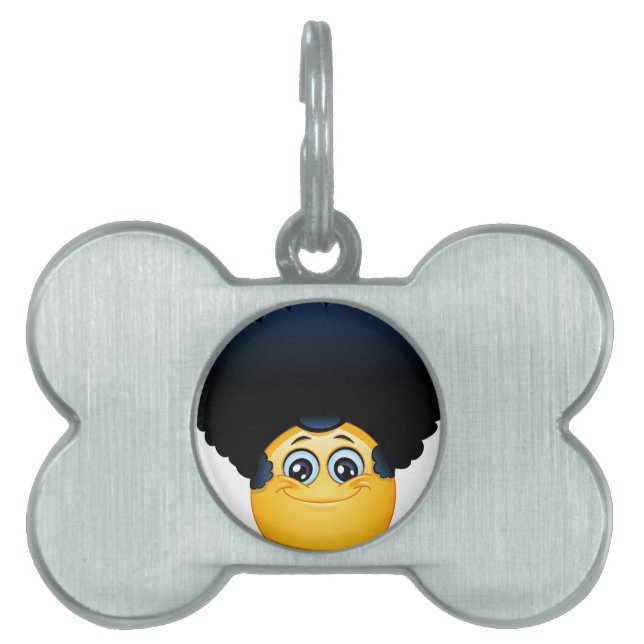 afro emoji pet name tag (Front)