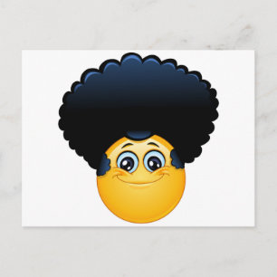 afro emoji postcard