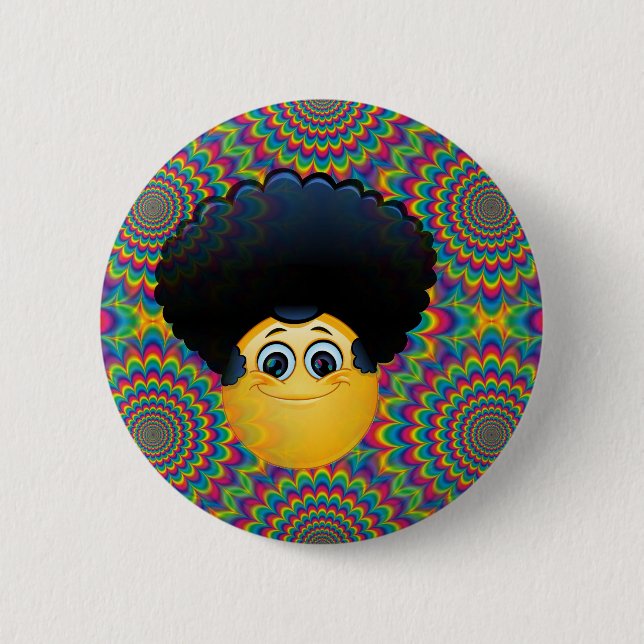 afro emojis 2 inch round button (Front)