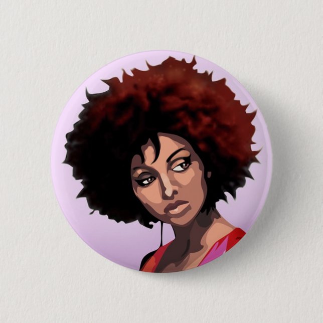 Afro girl 2 inch round button (Front)