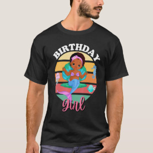 Afro Girl Birthday African American Melanin Mermai T-Shirt