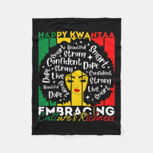 Afro Girl Happy Kwanzaa African American Heritage  Fleece Blanket