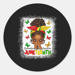 Afro Girls Black Women Messy Bun Celebrate Junetee Classic Round Sticker