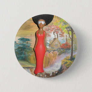 Afro Glam: A Timeless Beauty 2 Inch Round Button