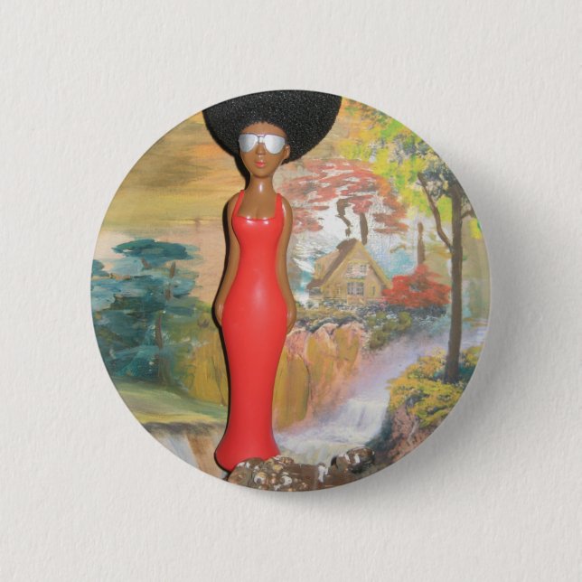 Afro Glam: A Timeless Beauty 2 Inch Round Button (Front)