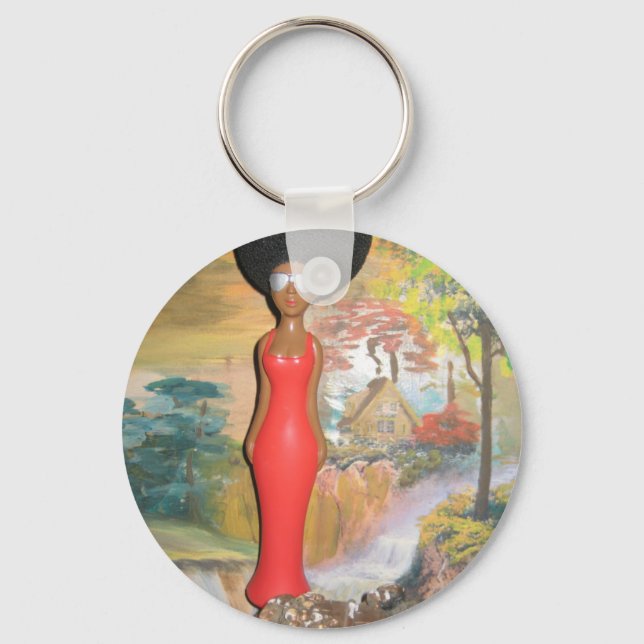 Afro Glam: A Timeless Beauty Keychain (Front)