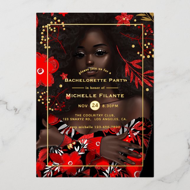 Afro Gold Foil Christmas Bachelorette Party (Front)