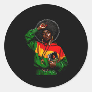 Afro Gril Africa Colour - Black History Month Stic Classic Round Sticker